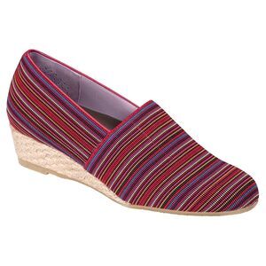 SAS Handcrafted Italy Women's Becky Wedge Slip On Stripe Red Shoe Size 8